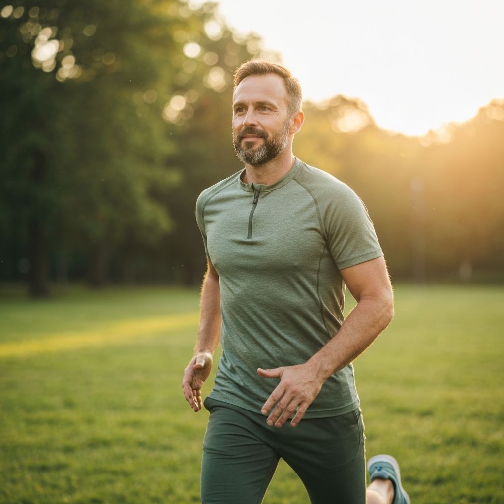 Man exercising outdoors for energy and wellness